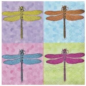 Ppd Two (2) Dragonfly Squares 3-ply DIY Decoupage Cocktail Napkins